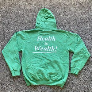 NEW SPORTY & RICH HEALTH IS WEALTH KELLY GREEN HOODIE SZ MEDIUM